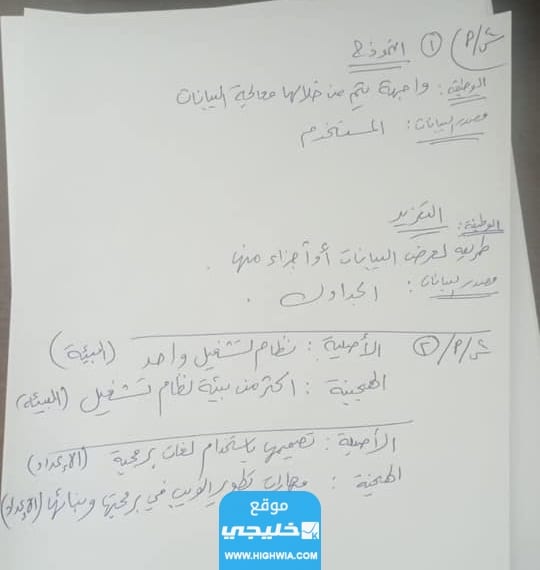 حل امتحان تكنولوجيا المعلومات الثانوية العامة توجيهي فلسطين 2023