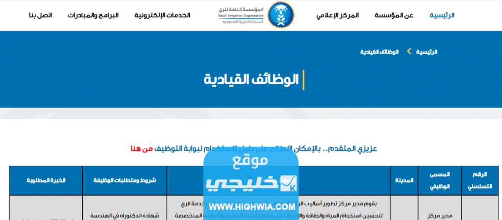 طريقة التقديم على وظائف المؤسسة العامة للري بالسعودية