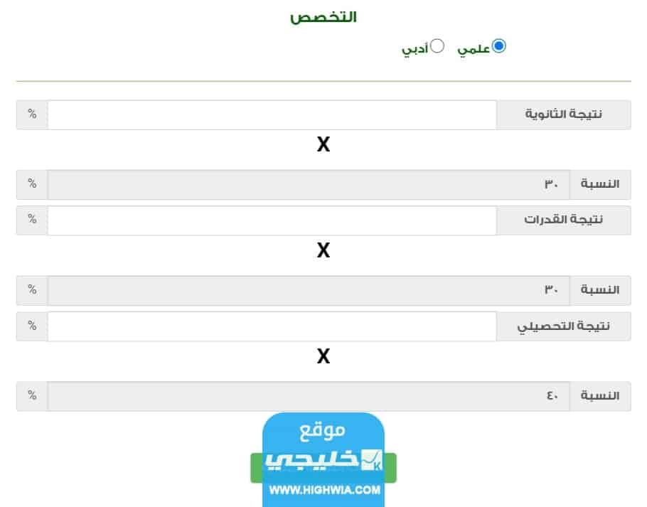 موقع حاسبة النسبة الموزونة للثانوي في السعودية 1445