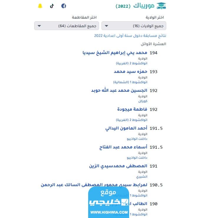 نتائج مسابقة دخول السنة الأولى إعدادية في موريتانيا