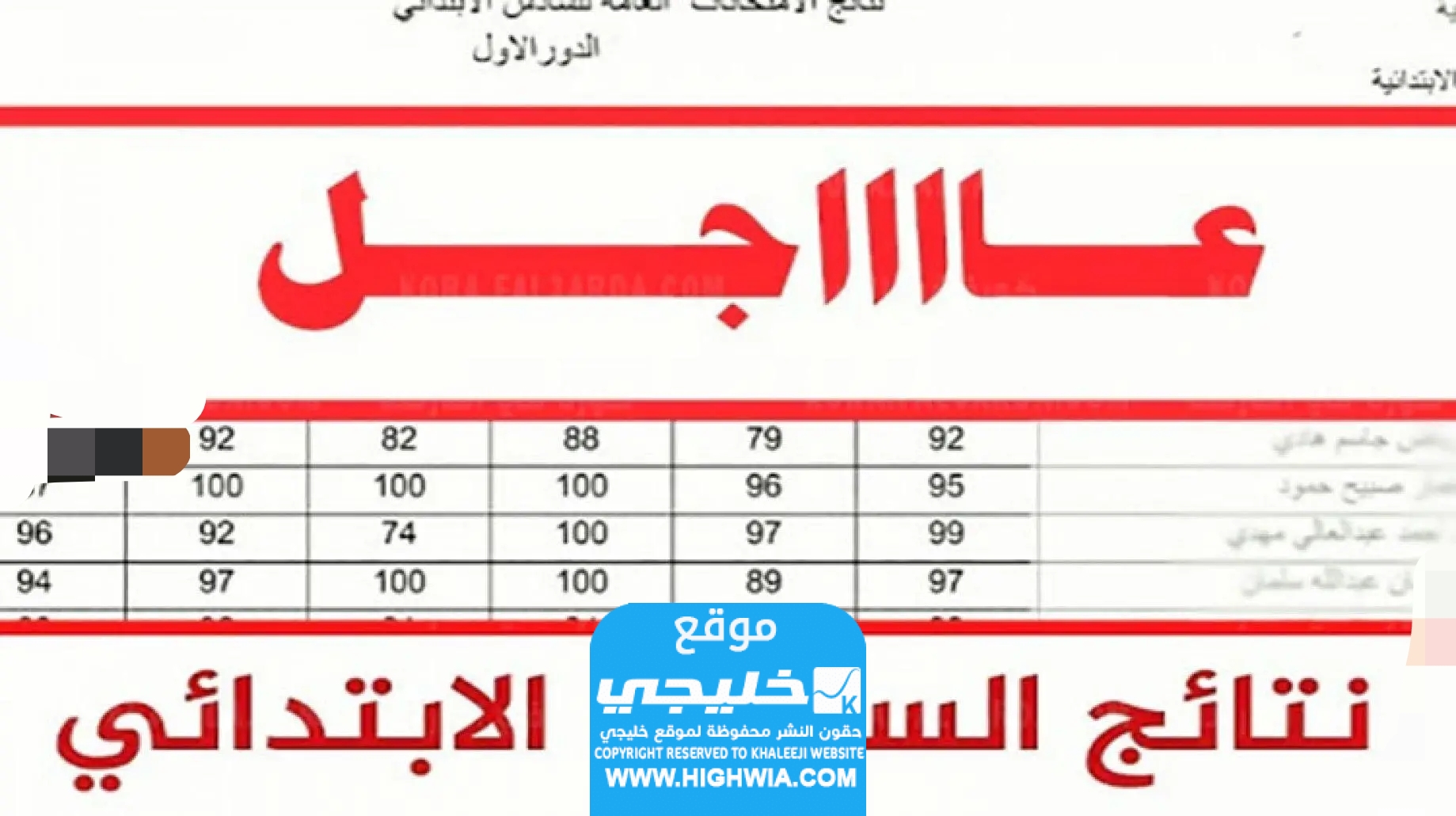 الاستعلام عن نتائج السادس الابتدائي الرصافة 3 