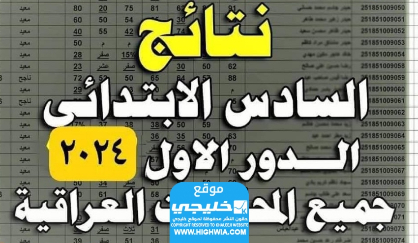 رابط نتائج السادس الابتدائي 2024