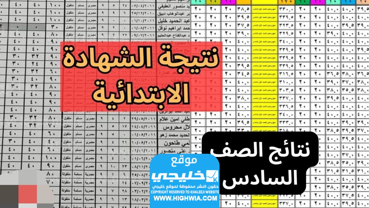 رابط نتيجة الصف السادس الابتدائي