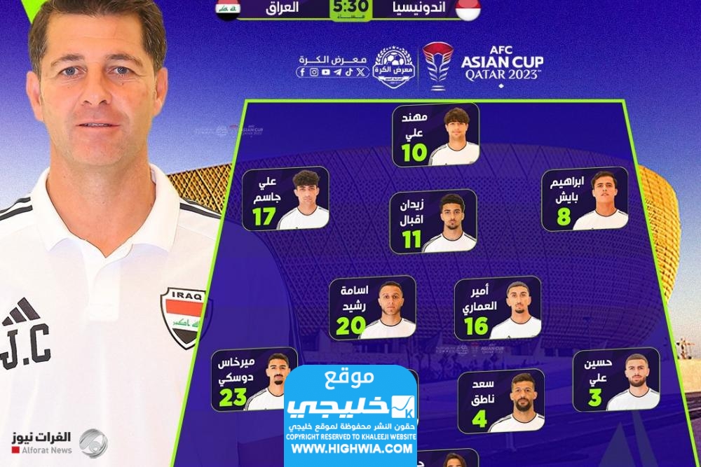 تشكيلة العراق أمام اندونيسيا