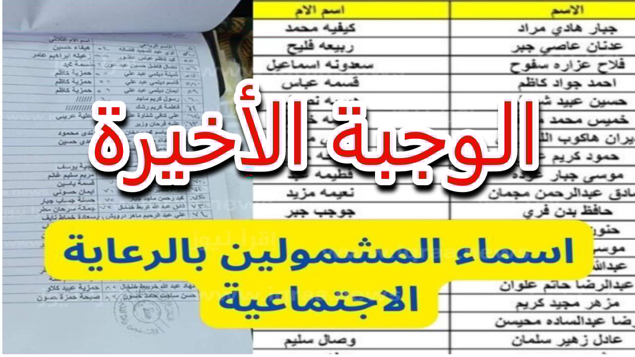 صدرت رسميا.. تحميل كشوفات أسماء الرعاية الاجتماعية الوجبة السابعة الأخيرة 2024
